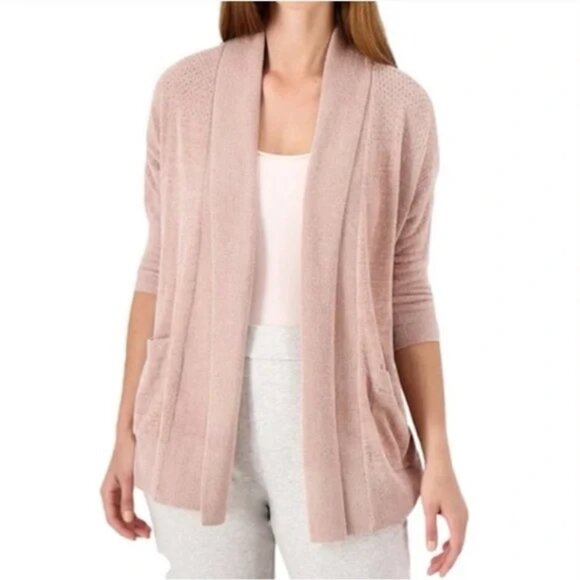 Barefoot Dreams CozyChic Ultra Lite Pointelle Cardi Rose Pink XXS/XS - Picture 1 of 6